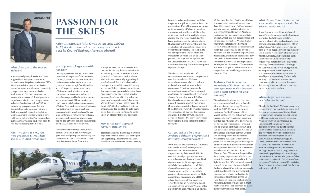 Airshare featured in Embraer’s quarterly magazine